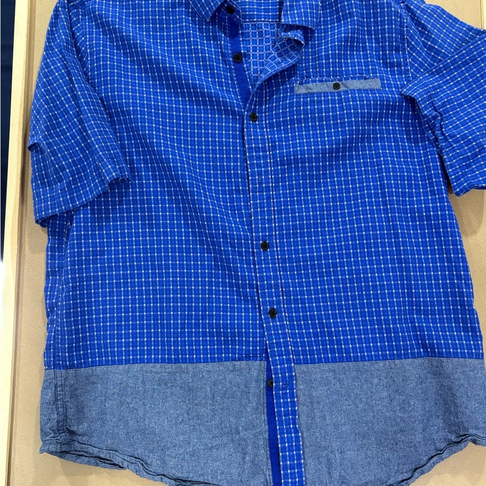 Sean John Blue Plaid Casual Shirt